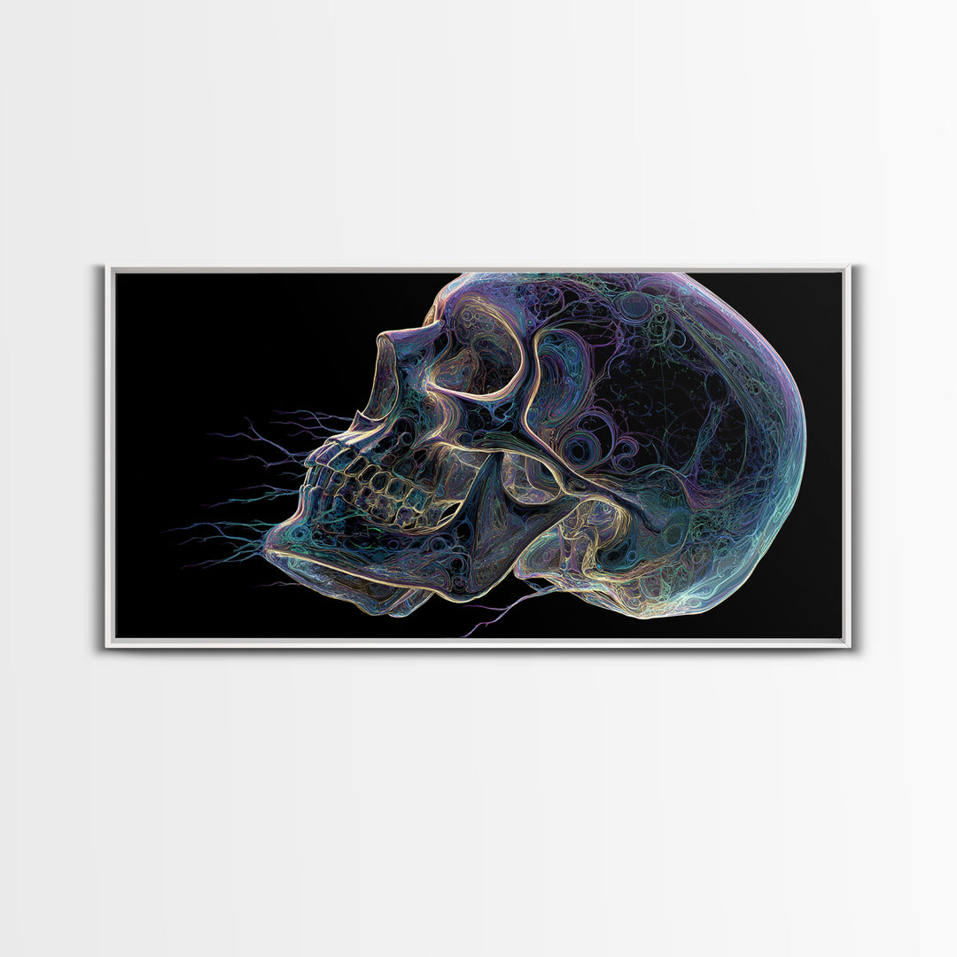 Digital Skull Art Multicolor Fantasy Illustration Canvas Print Modern Wall Art Halloween Decor Gift Idea