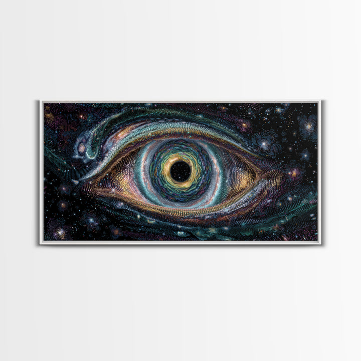 Cosmic Vortex Eye With Starry Galaxy Background Abstract Surreal Wall Art For Modern Home Decor And Spiritual Spaces Canvas Print With Stunning Detail