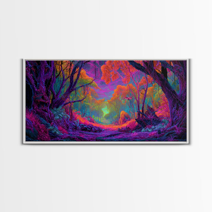 Vibrant Fantasy Forest Landscape Wall Art Colorful Nature Canvas Print For Living Room Modern Wall Art