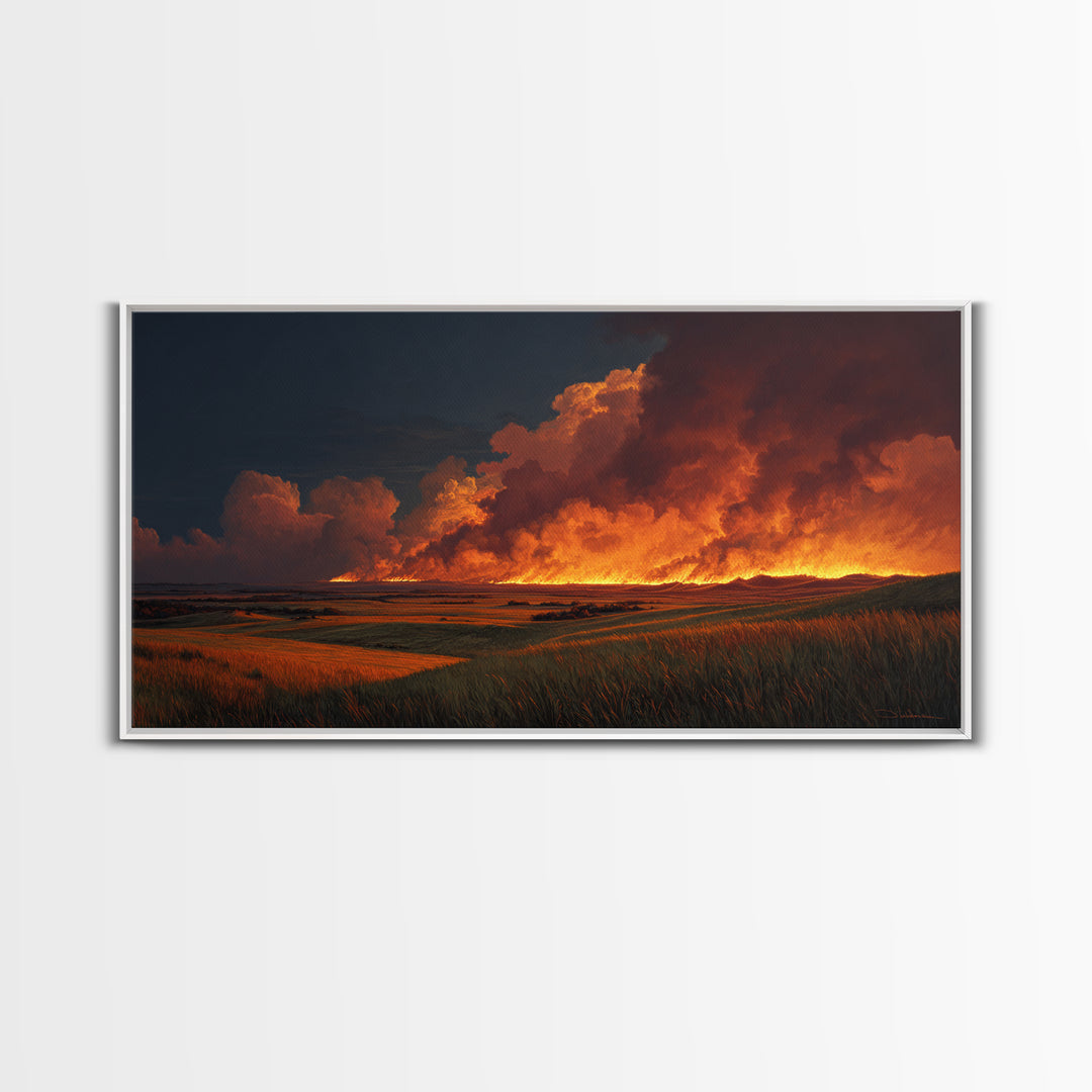 Tranquil Moonlit Lake Scene With Two People Canoeing Among Trees And Starry Sky Wall Art