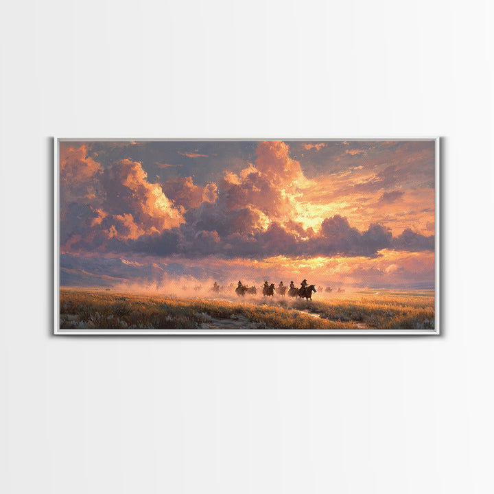 Serene Morning Lake Scene With Wooded Trees and Mist Rising Over Water Wall Art Framed Canvas Print for Cozy Home Decor