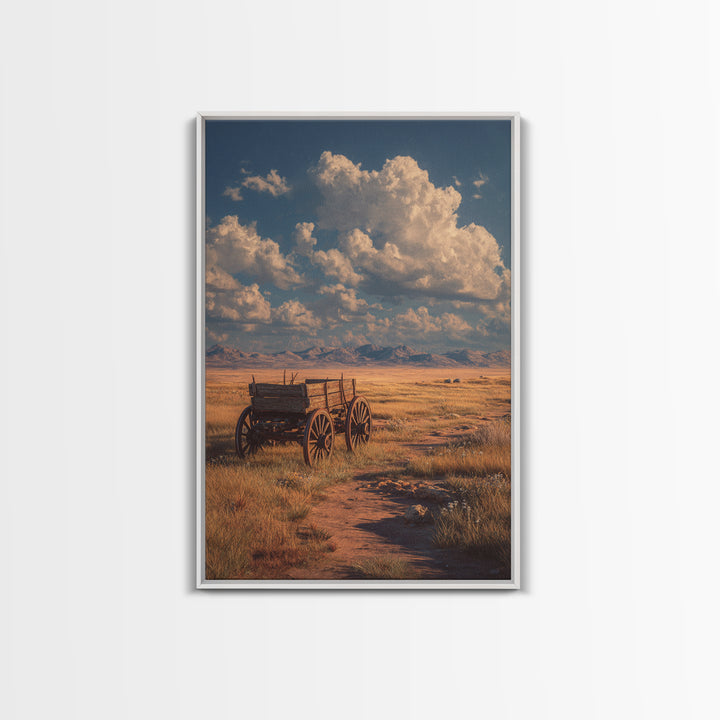 Moody Nighttime Campfire In Desert Rocks With Horses Painting Wall Art Print For Cozy Living Room Decor Canvas