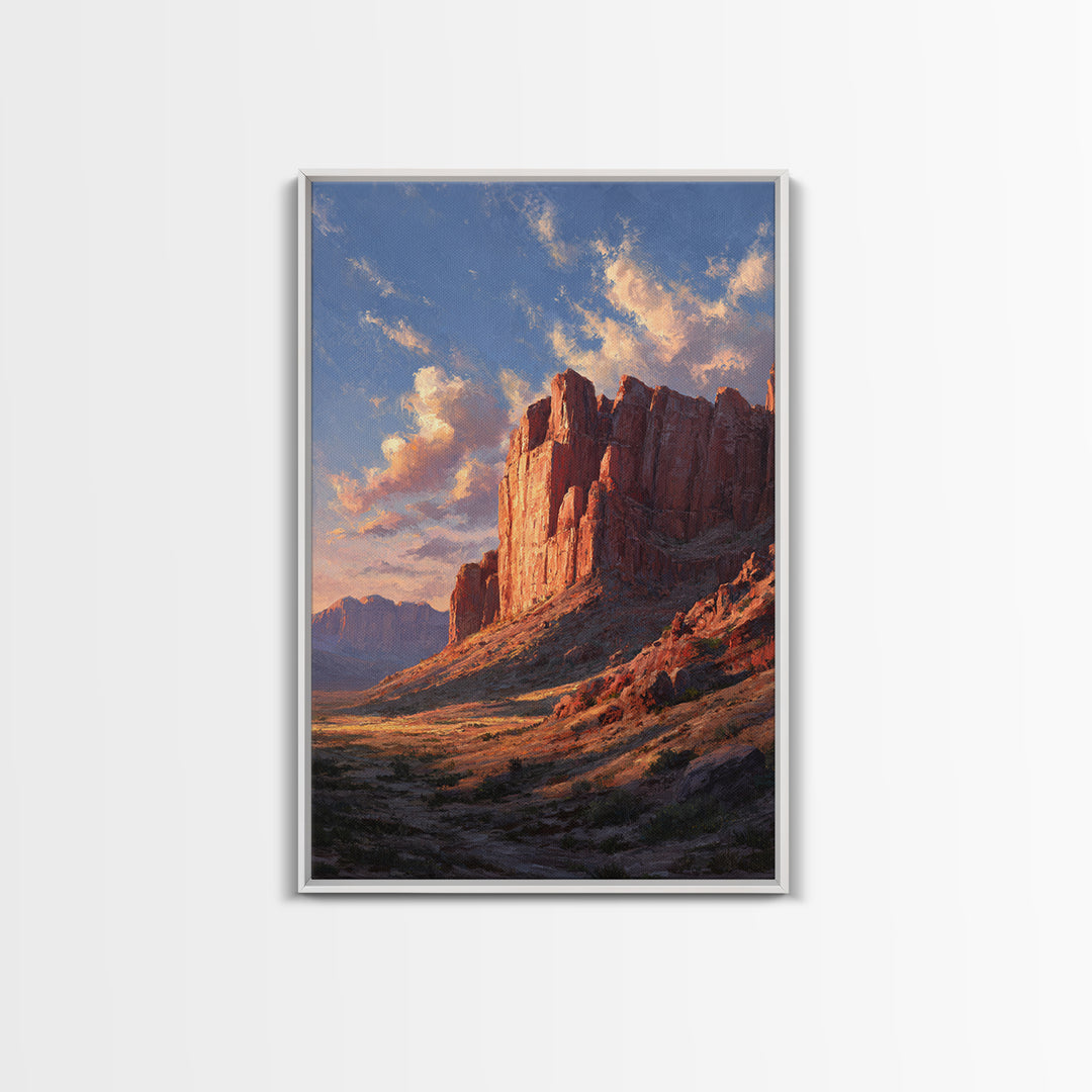 Sunset Over Rugged Canyon Mountain Landscape Contemporary Oil Painting Canvas Print For Modern Wall Art Nature Home Decor