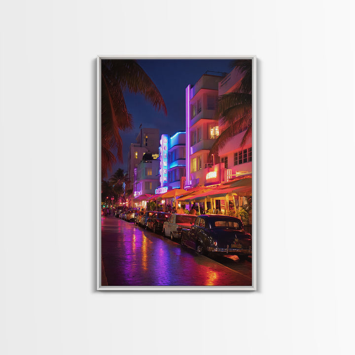 Digital Futuristic Waterfall With Vibrant Pink Light And Abstract Landscape Elements Modern Wall Art Print
