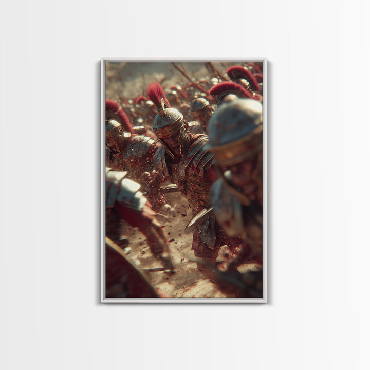 Roman Soldier In Battle Closeup Canvas Print, Ancient Legion Wall Art, Historical Warrior Art Decor, Masculine Gift For Him