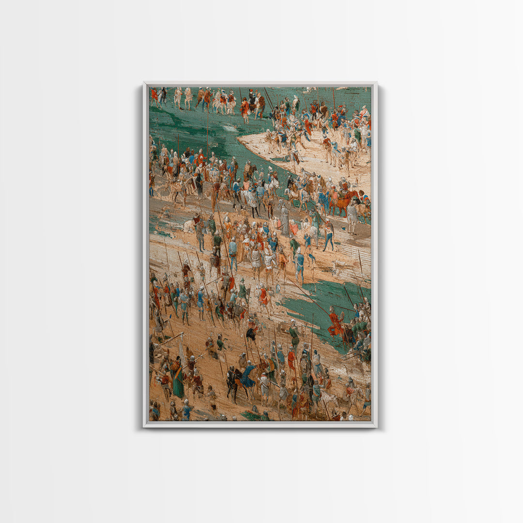 Medieval Battle Camp With Cavalry And Crowds Canvas Print, Historical Wall Decor, Fantasy Art, Large Gallery Wall Art, Home Decor