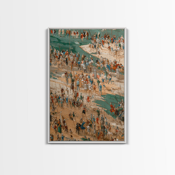 Medieval Battle Camp With Cavalry And Crowds Canvas Print, Historical Wall Decor, Fantasy Art, Large Gallery Wall Art, Home Decor