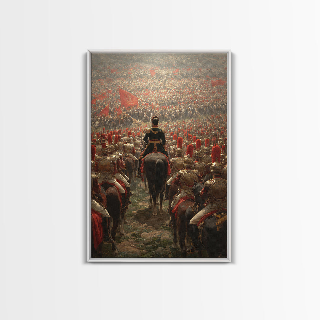Imperial Commander Over Vast Cavalry Army, Framed Canvas Print, Historical Battle Art, Military Wall Decor, Gift For Him