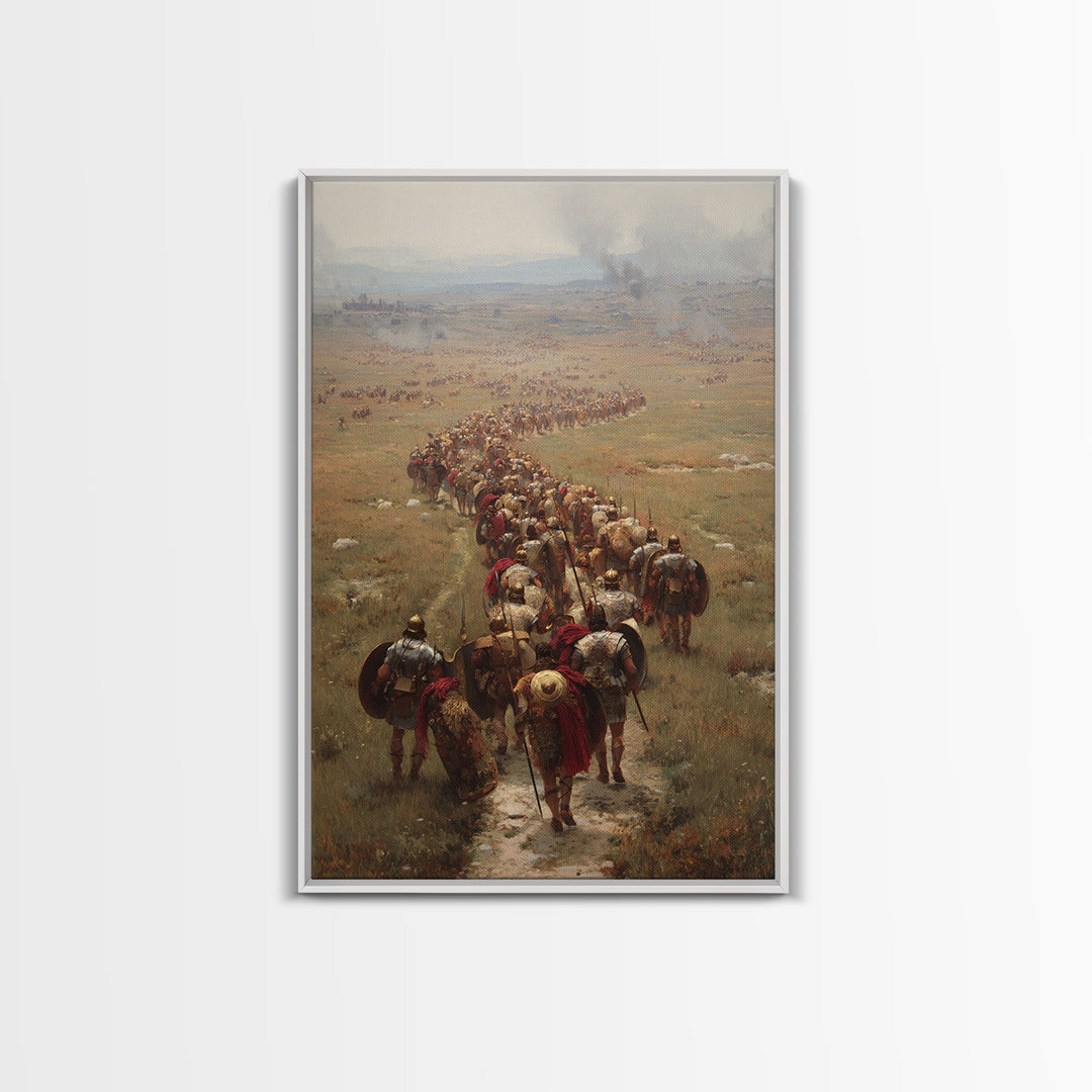 Roman Legion Marching Across Open Plains Canvas Print, Historical Battle Wall Art, Classical Office Decor For Him, Living Room Art
