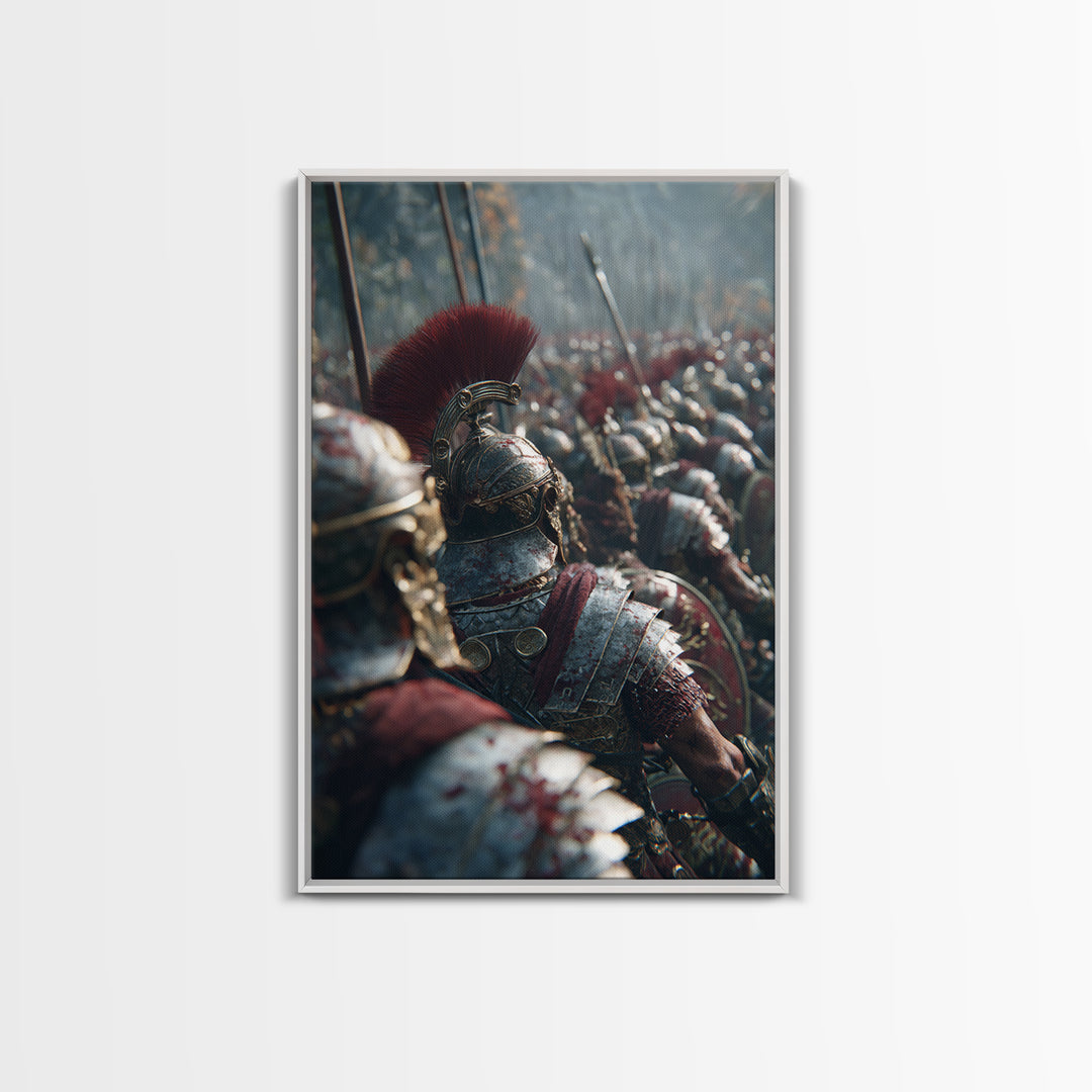 Roman Legion Battle Helmets, Ancient Warrior Wall Art, Historical Canvas Print, Masculine Office Decor, Gift For Him, Man Cave