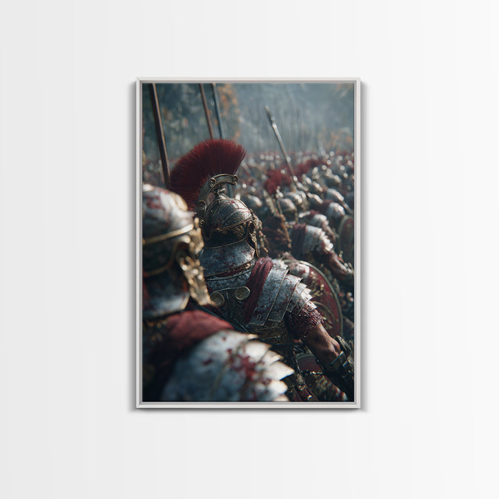 Roman Legion Battle Helmets, Ancient Warrior Wall Art, Historical Canvas Print, Masculine Office Decor, Gift For Him, Man Cave
