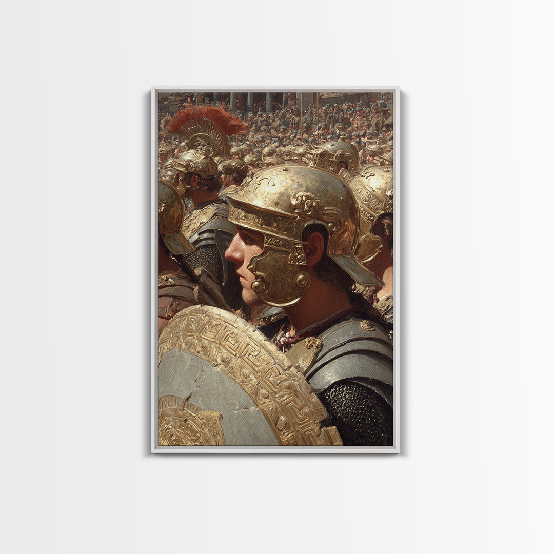 Roman Legion Soldier Framed Canvas Print, Ancient Warrior Wall Art, Historical Battle Decor, Gladiator Gift For Him, Office Decor