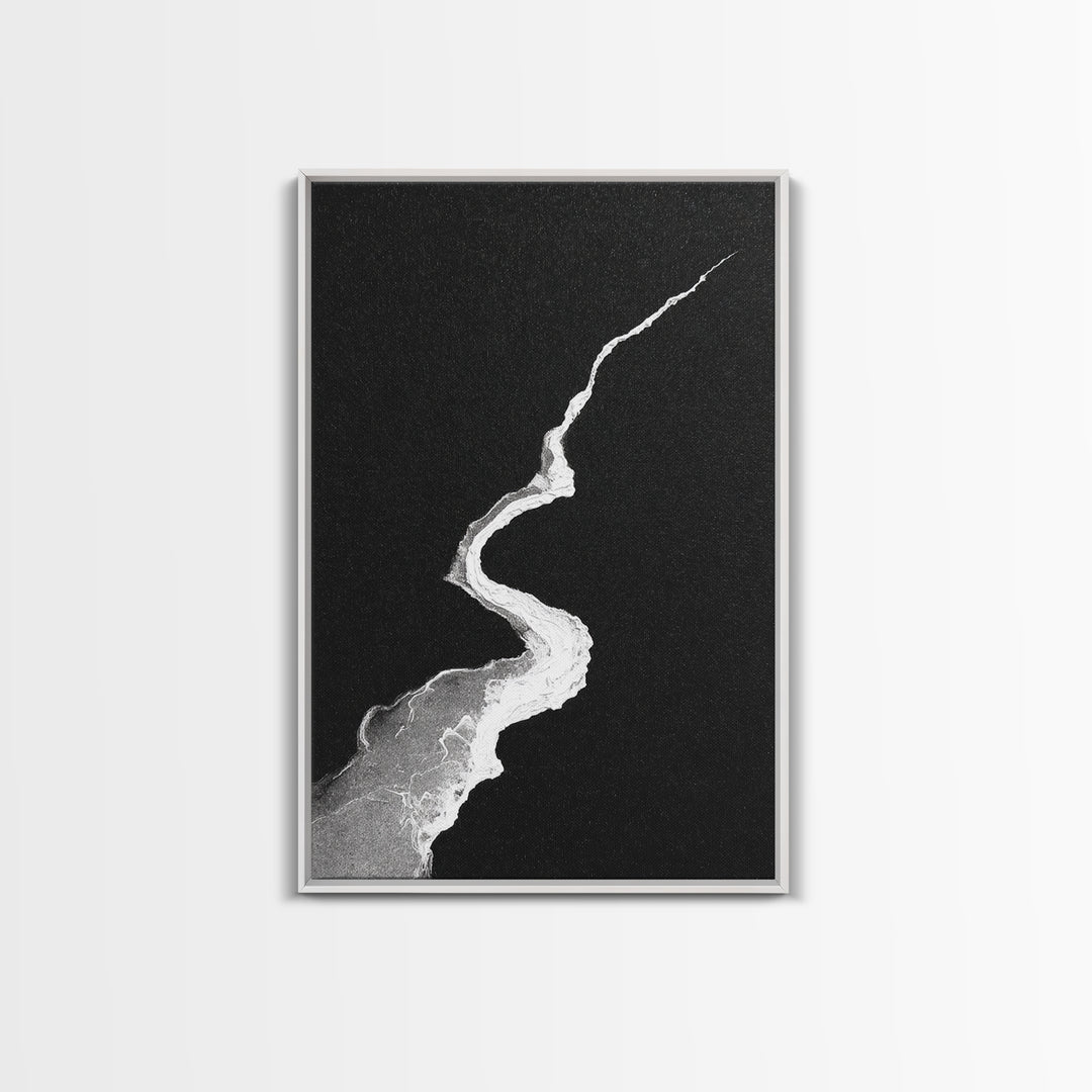 Abstract Black And White Textured Paint Stroke Minimalist Wall Art Canvas Print For Office Decor