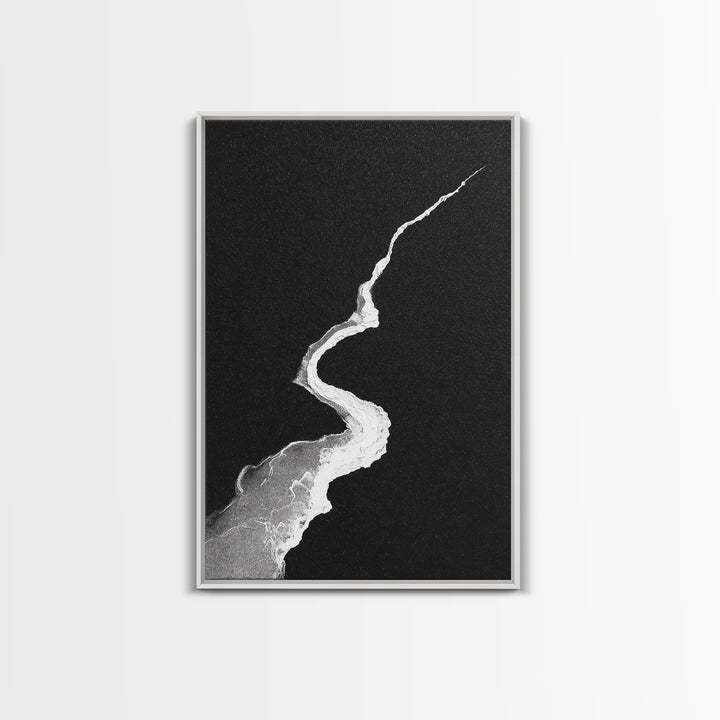 Abstract Black And White Textured Paint Stroke Minimalist Wall Art Canvas Print For Office Decor