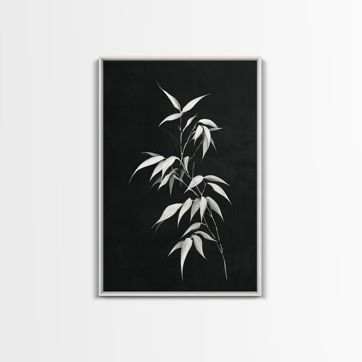 Elegant Minimalist Bamboo Plant Black And White Canvas Print, Zen Botanical Wall Art, Contemporary Home Decor