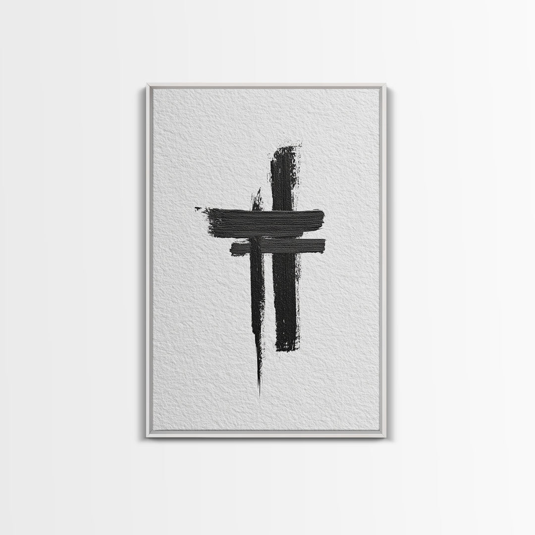 Minimalist Abstract Black Brush Strokes On Textured White Paper Canvas Print Modern Art Wall Decor