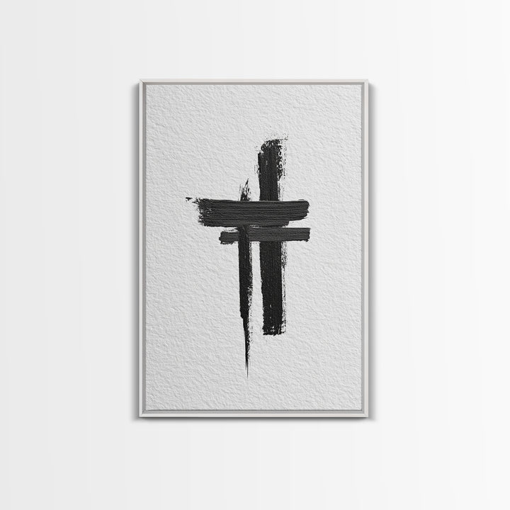 Minimalist Abstract Black Brush Strokes On Textured White Paper Canvas Print Modern Art Wall Decor