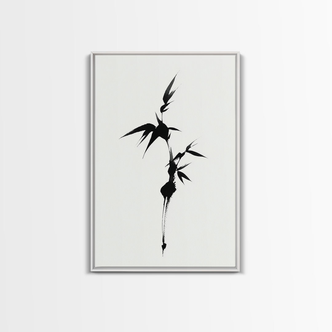 Zoetrope-Like Monochrome Abstract Wave Shape Ink Brush Stroke Painting Minimalist Wall Art Print Framed Canvas