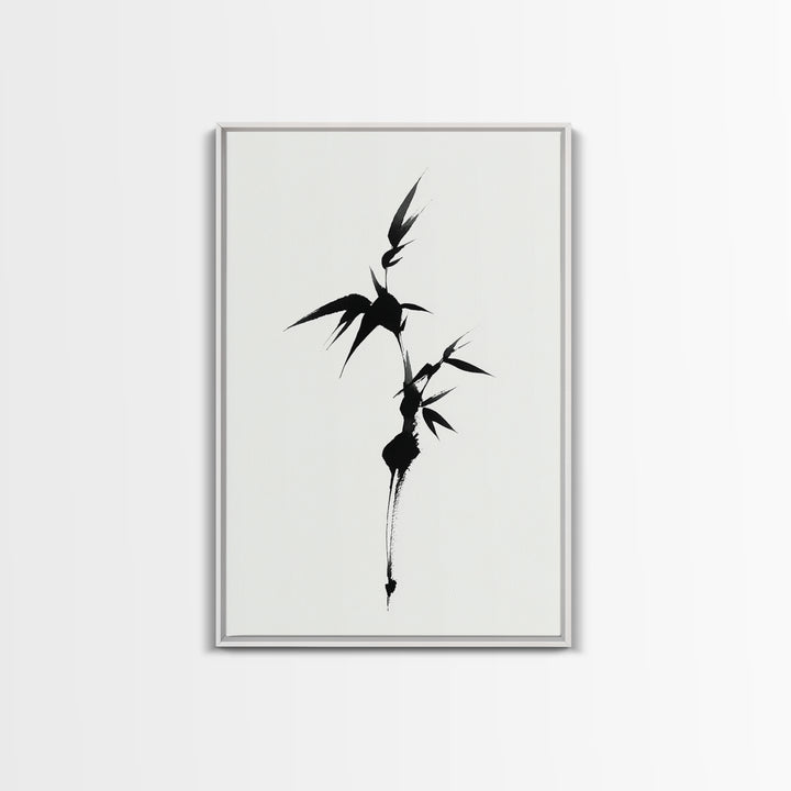 Zoetrope-Like Monochrome Abstract Wave Shape Ink Brush Stroke Painting Minimalist Wall Art Print Framed Canvas