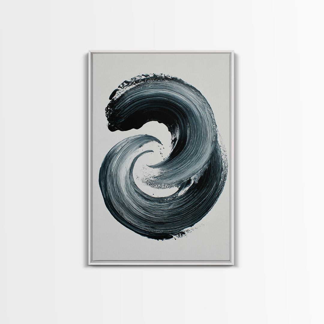 Bold Black And White Abstract Ink Brush Stroke Minimalist Wall Art Print Ideal For Contemporary Home Decor