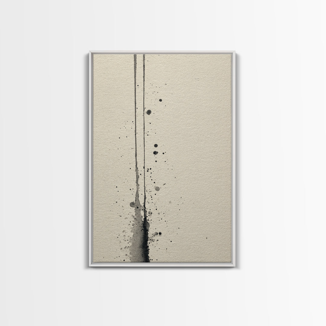 Minimalist Black Ink Art With Leaf Branch On Neutral Background Elegant Wall Art Print For Modern Home Decor And Office Wall Decoration
