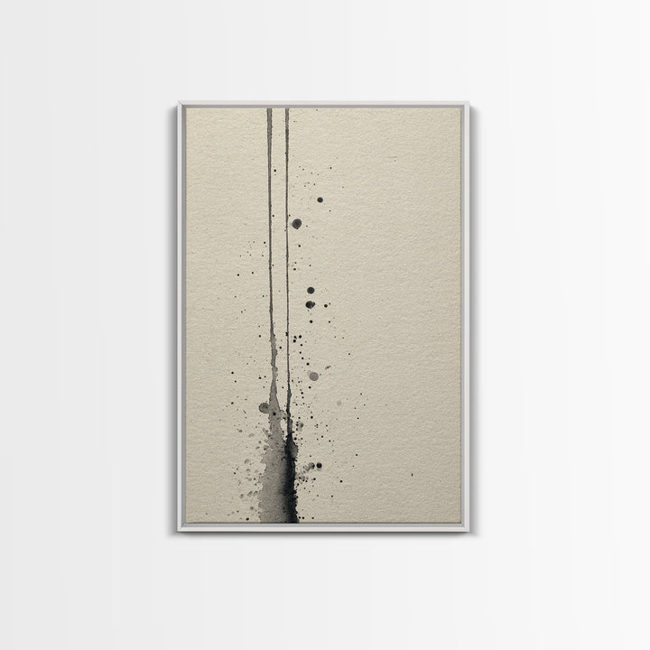 Minimalist Black Ink Art With Leaf Branch On Neutral Background Elegant Wall Art Print For Modern Home Decor And Office Wall Decoration