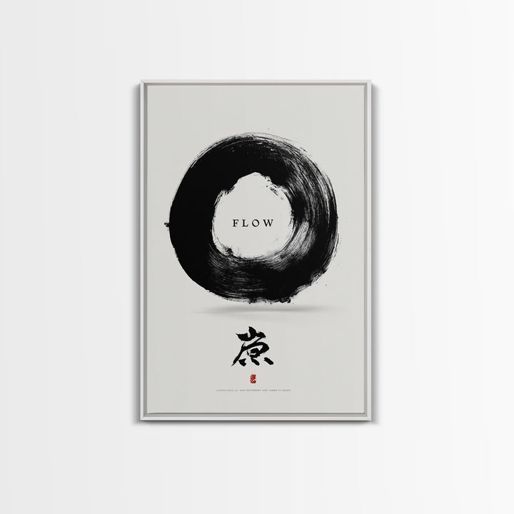 Minimalist Black Enso Circle Symbol Art Print With Flow Calligraphy Brush Stroke Wall Art Print For Modern Home Decor