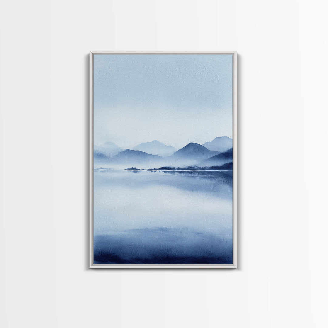 Cyberpunk Digital Blue Buddha Statue With Fish And Neon Lights In Futuristic Aquarium Contemporary Canvas Art