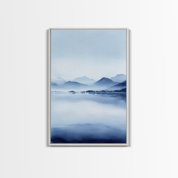 Cyberpunk Digital Blue Buddha Statue With Fish And Neon Lights In Futuristic Aquarium Contemporary Canvas Art