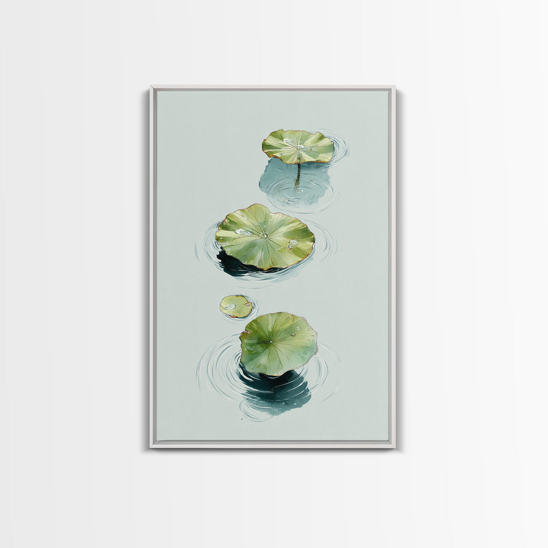 Botanical Watercolor Art Of Floating Lotus Leaves Calm Minimalist Wall Art Print For Nature Inspired Home