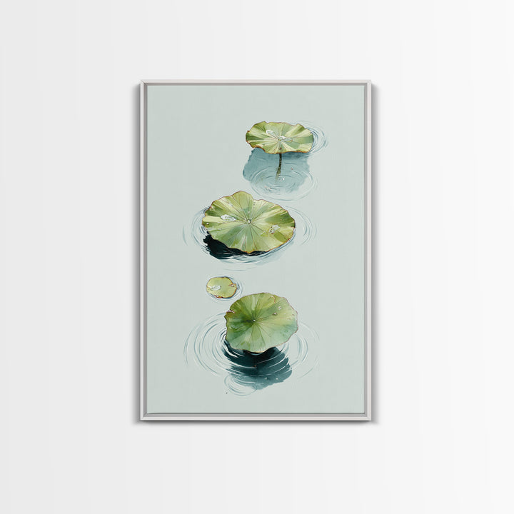 Botanical Watercolor Art Of Floating Lotus Leaves Calm Minimalist Wall Art Print For Nature Inspired Home