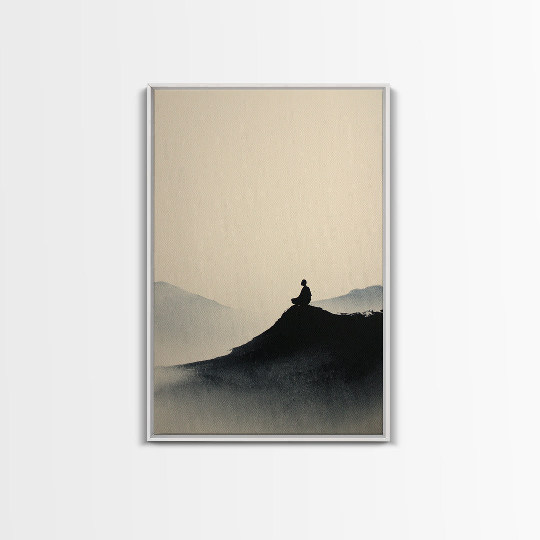 Mystical Monastery Mountain Night Scene With Neon Lights Framed Canvas Print Large Wall Art Decor
