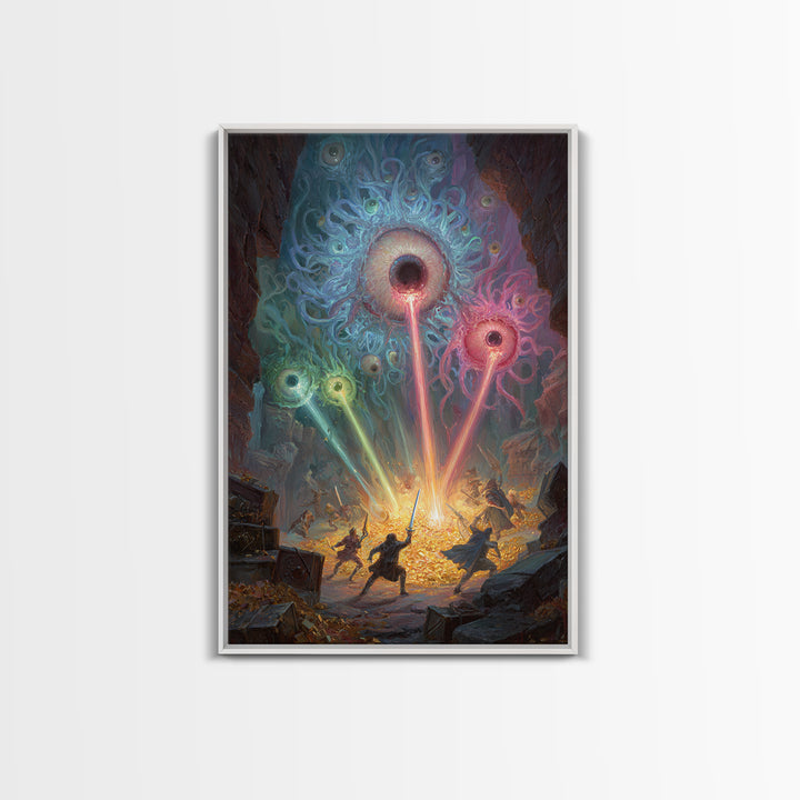 Floating Eye Monsters In Treasure Dungeon Wall Art Fantasy Canvas Print For Dnd Game Room Decor And Weird Gothic Office Art