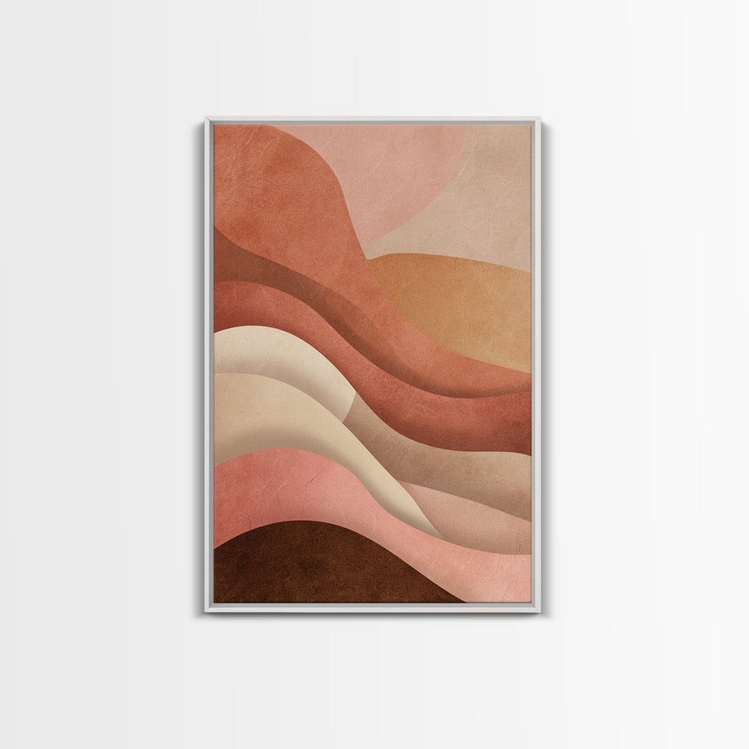 Terracotta Abstract Waves Canvas Print, Earth Tone Wall Art, Neutral Boho Decor, Modern Minimalist Bedroom Art Gift For Her