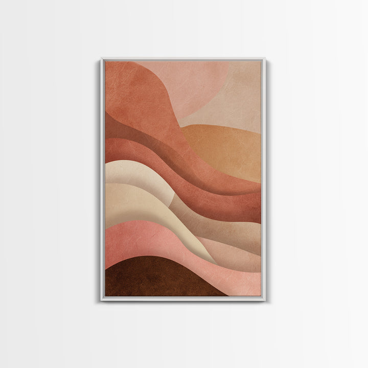 Terracotta Abstract Waves Canvas Print, Earth Tone Wall Art, Neutral Boho Decor, Modern Minimalist Bedroom Art Gift For Her
