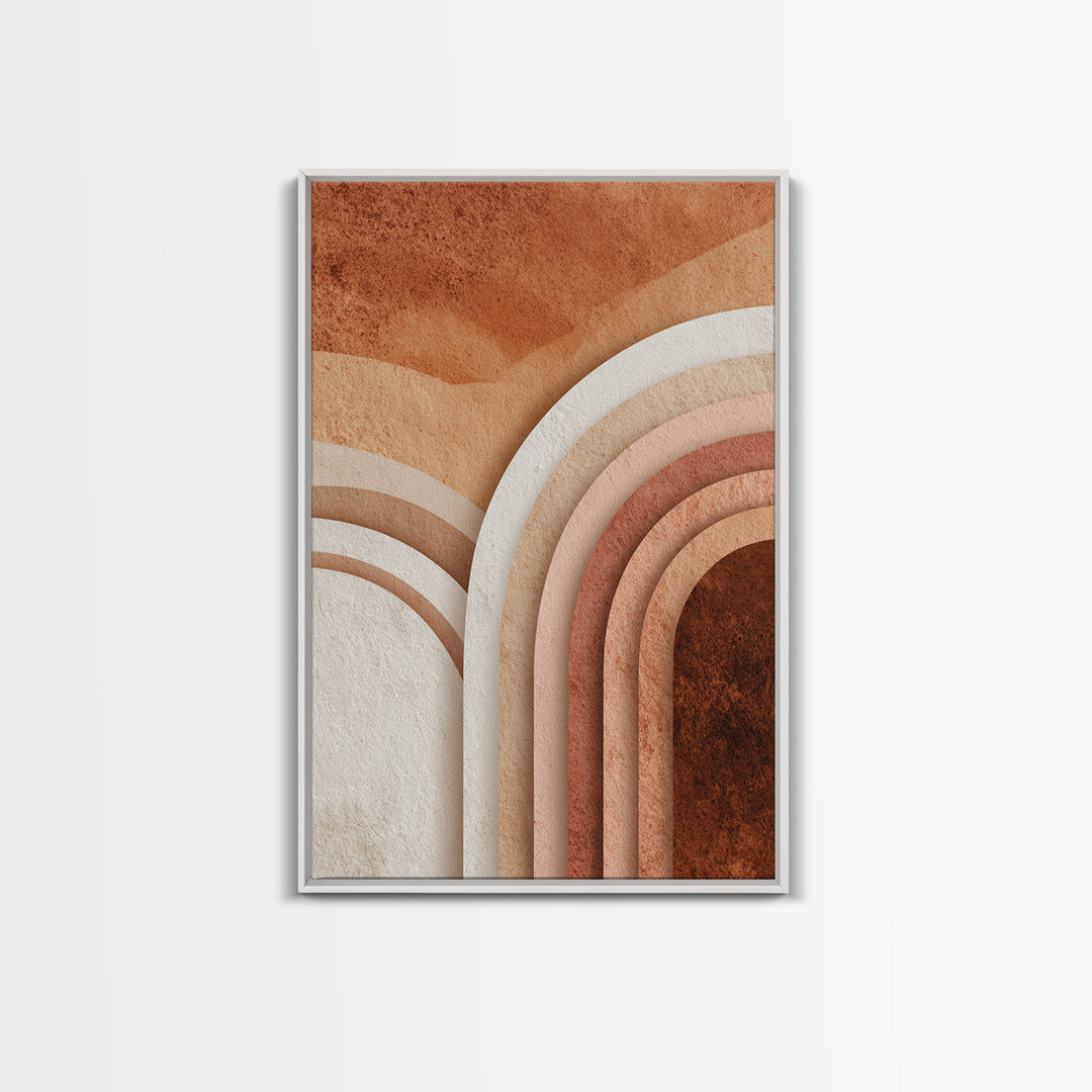Terracotta Textured Arch Abstract Wall Art, Boho Geometric Canvas Print, Earth Tone Modern Home Decor, Living Room Bedroom Decor