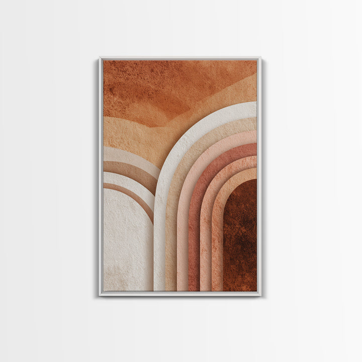 Terracotta Textured Arch Abstract Wall Art, Boho Geometric Canvas Print, Earth Tone Modern Home Decor, Living Room Bedroom Decor