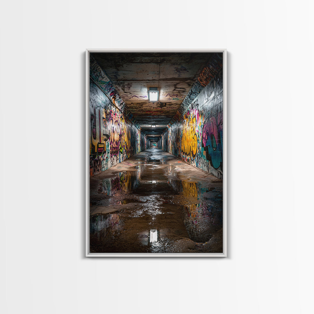 Urban Graffiti Tunnel Photography Wall Art Print Contemporary Art Modern Home Decor For Office And Loft