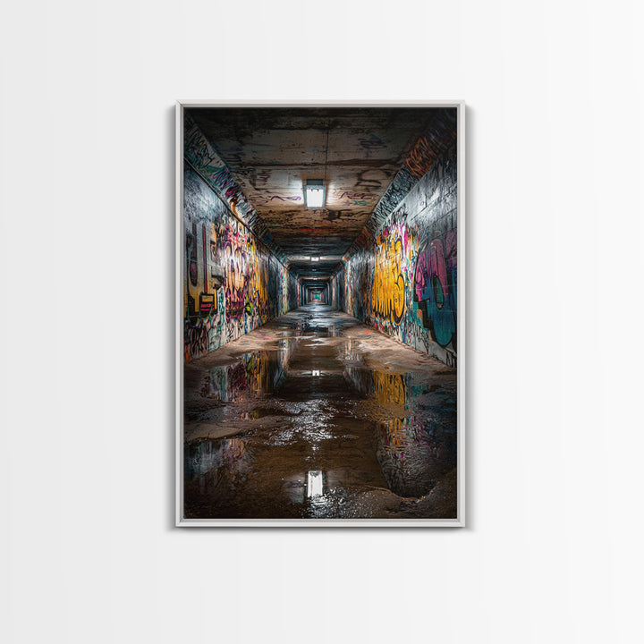 Urban Graffiti Tunnel Photography Wall Art Print Contemporary Art Modern Home Decor For Office And Loft