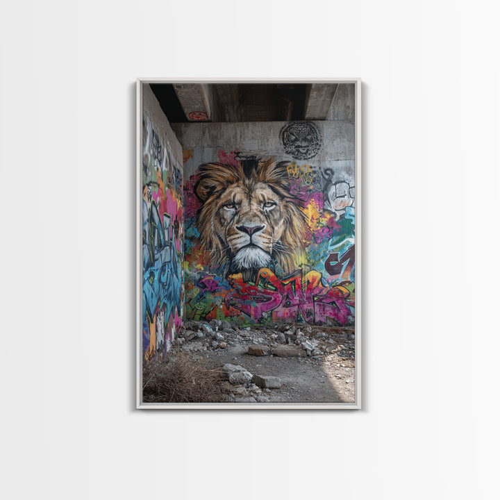 Urban Graffiti Lion Mural Street Art Canvas Print Large Wall Art For Modern Home Decor And Office