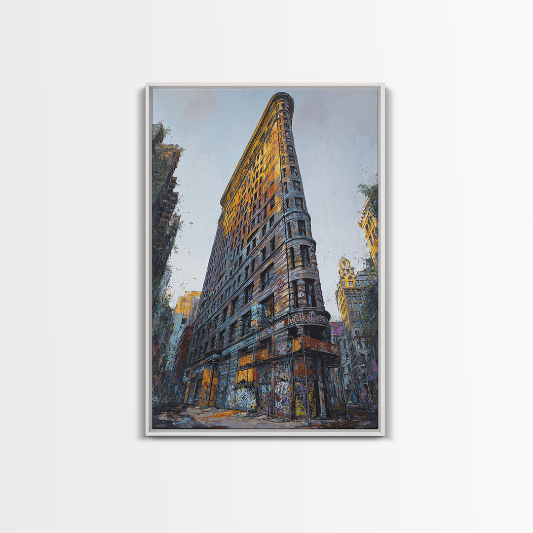 Urban Art Graffiti Building Wall Art Print Modern Cityscape Decor Framed Canvas Print