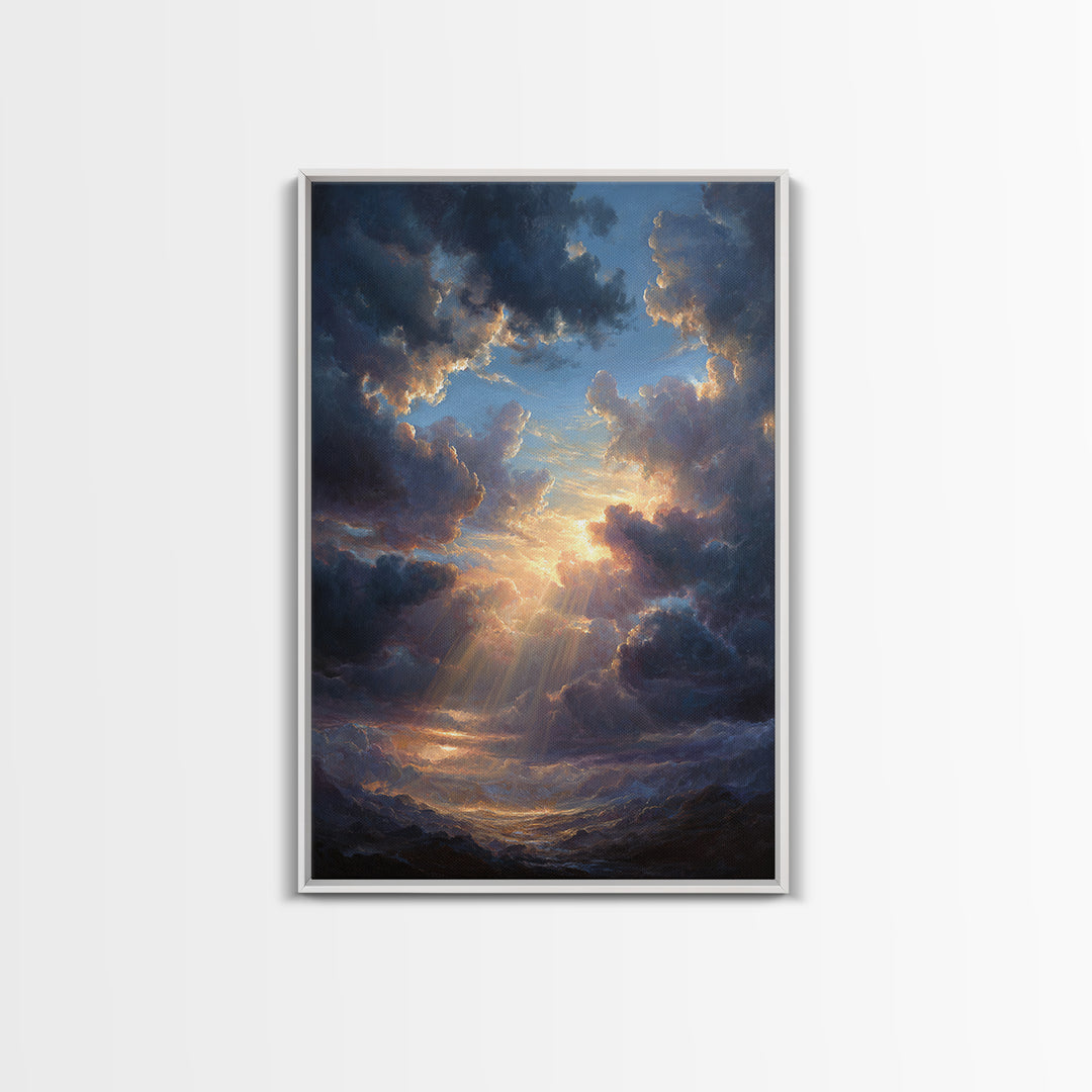 Stunning Sunset Sky With Dramatic Clouds Wall Art Framed Canvas Print For Home Decor And Living Room