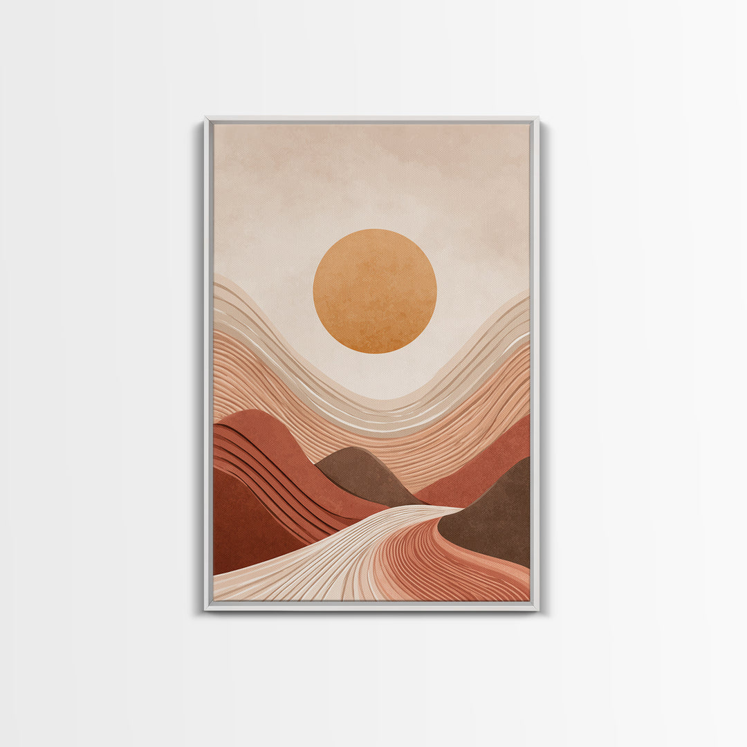Terracotta Wavy Desert Hills Canvas Print, Abstract Landscape Art, Earth Tone Decor, Modern Wall Art For Living Room, Boho Home Decor