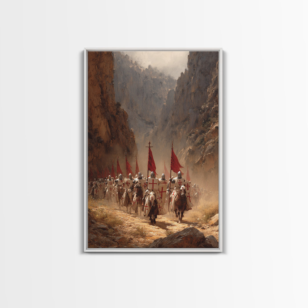 Medieval Knights March Through Canyon Original Painting Large Wall Art Canvas Print