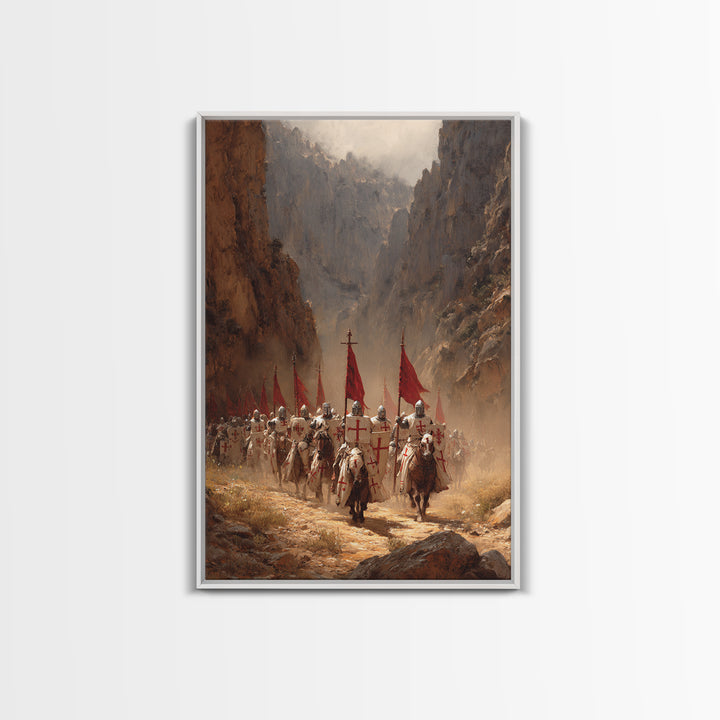 Medieval Knights March Through Canyon Original Painting Large Wall Art Canvas Print