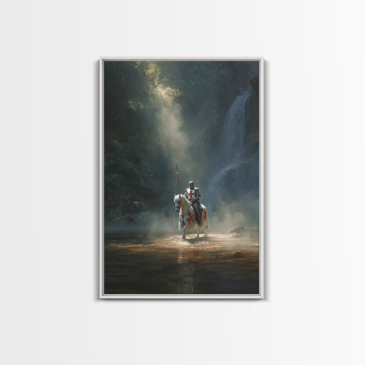 Knight In Armor Medieval Fantasy Painting Dramatic Wall Art Inspirational Framed Canvas Print