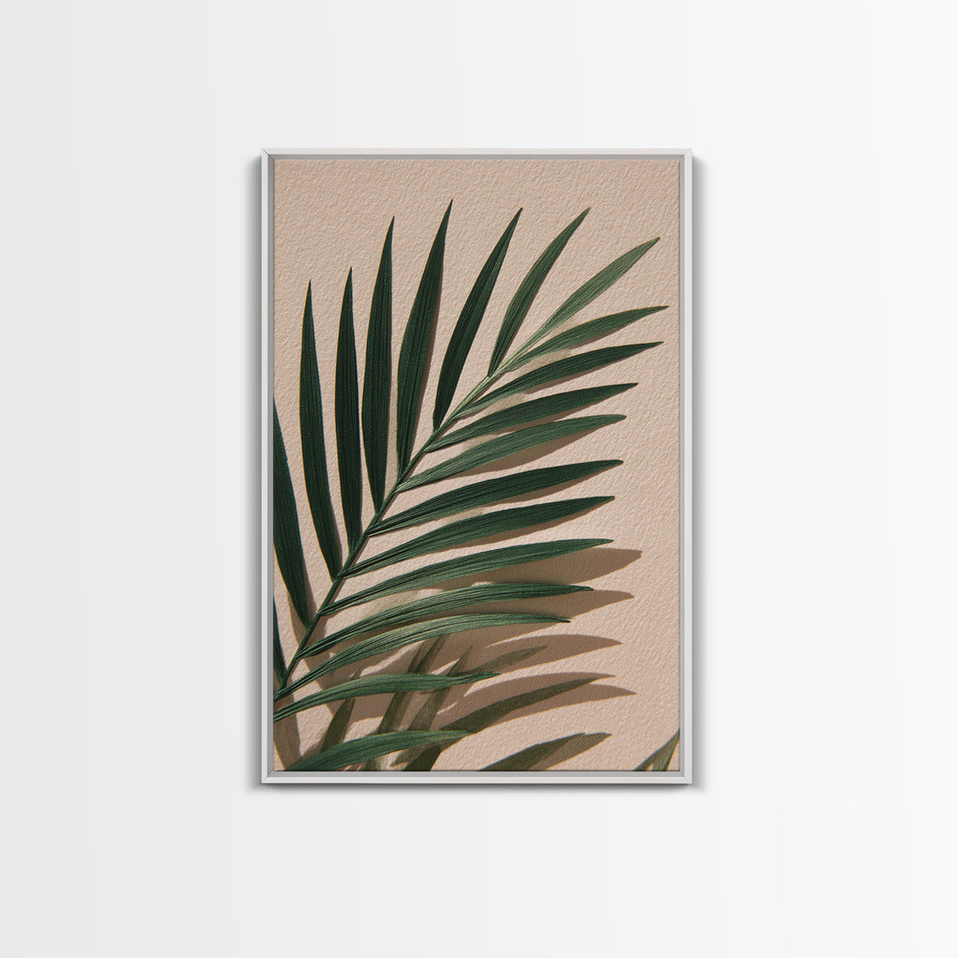 Green Palm Leaf Botanical Canvas Print, Tropical Wall Art, Coastal Home Decor, Minimalist Nature Print For Living Room, Modern Wall Decor