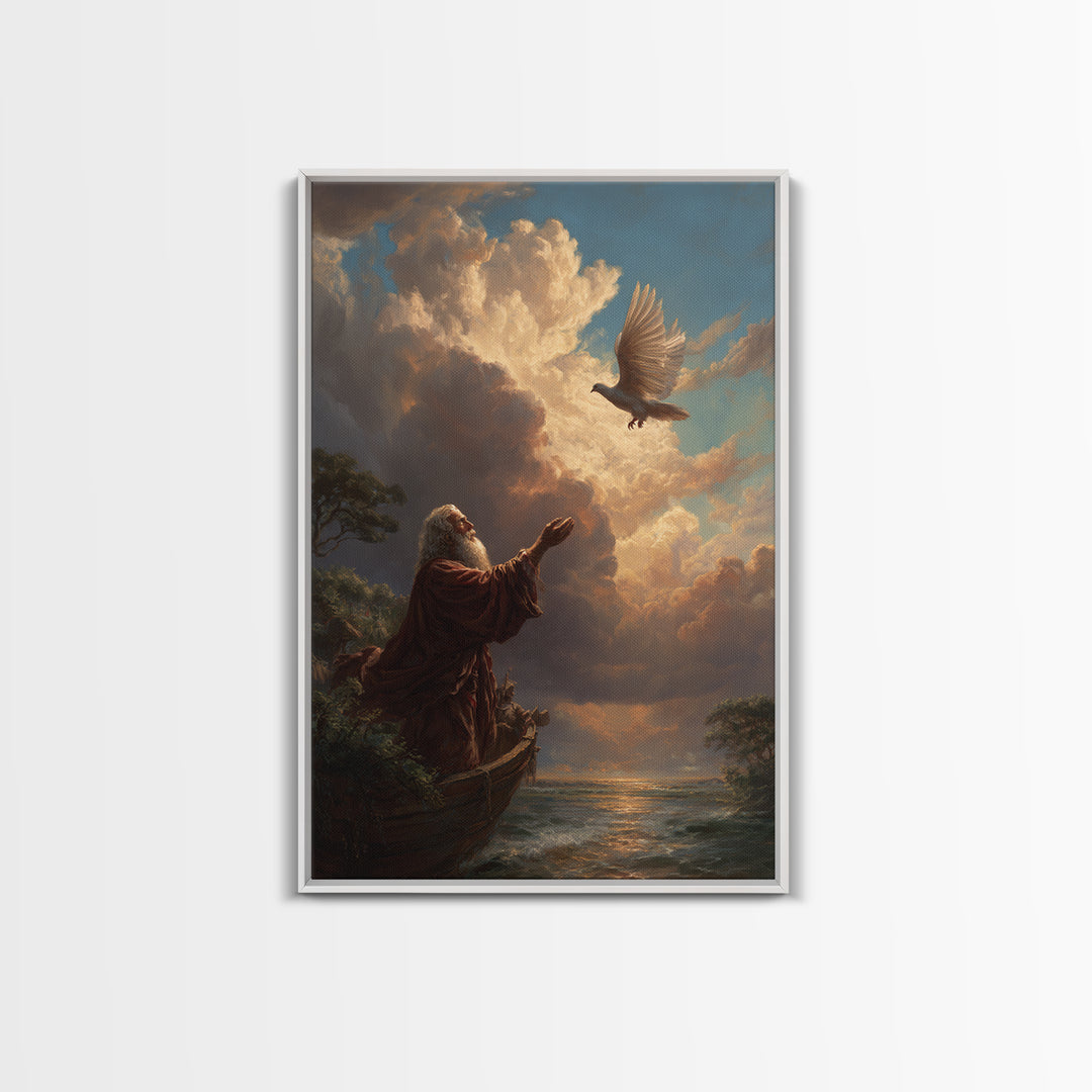 Fantasy Religious Art Moses And Ark With Dove Wall Art Canvas Print Spiritual Decor For Home And Inspiration