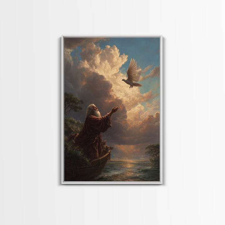 Fantasy Religious Art Moses And Ark With Dove Wall Art Canvas Print Spiritual Decor For Home And Inspiration
