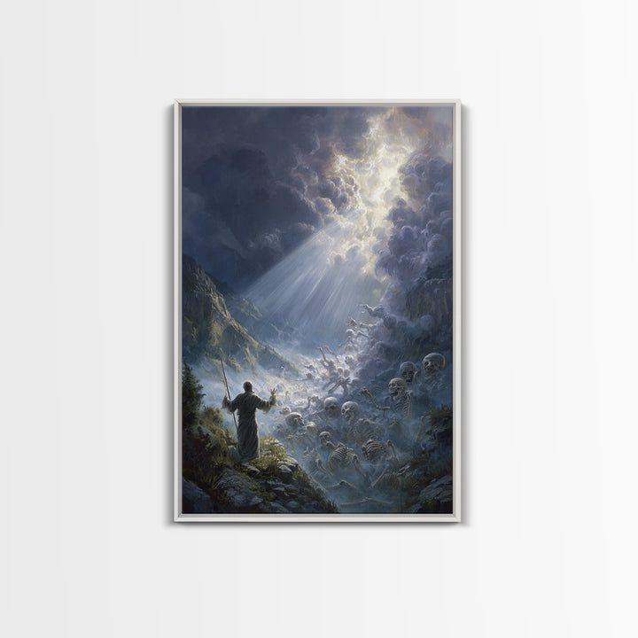 Mystical Angelic Figure Surrounded By Glowing Clouds Spiritual Wall Art Framed Canvas Print For Meditation Spaces
